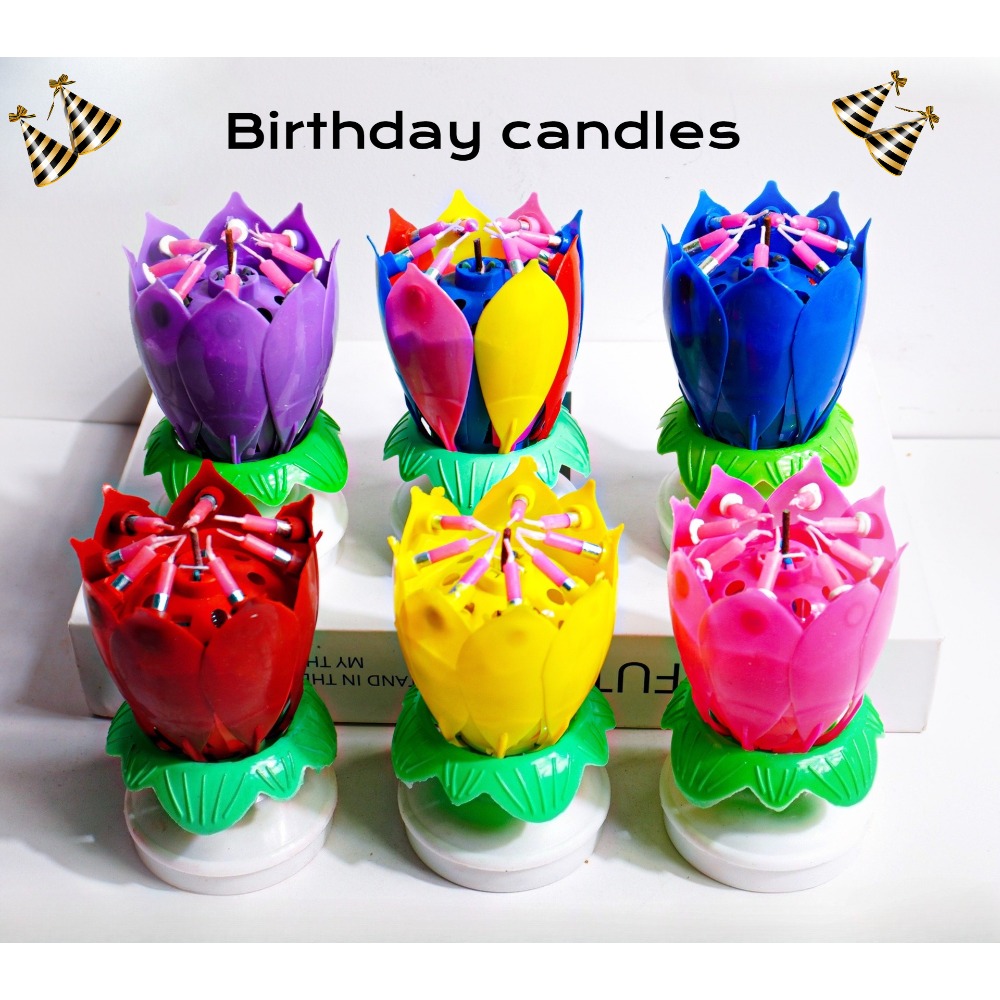 Candle Surprise - 연꽃 생일 케이크 장식 창의적인 꽃