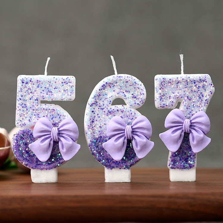 창의적인 글리터 그라데이션 퍼플 리본 0-9 디지털 생 - Candle Supplies Free Shipping 리뷰 및 가격
